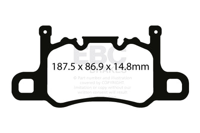 EBC Porsche 991 991/2 981 Yellowstuff Street and Track Rear Brake Pads - Brembo Caliper (Inc. 911 GT3, 911 GT3 RS, 911 Turbo S & Cayman GT4)
