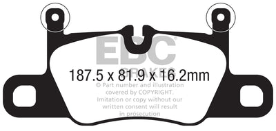 EBC Porsche 991 992 E3 Yellowstuff Street and Track Rear Brake Pads - Brembo Caliper (Inc. 911 Carrera 4 GTS, 911 Carrera 4, 911 Carrera 4S & Cayenne)