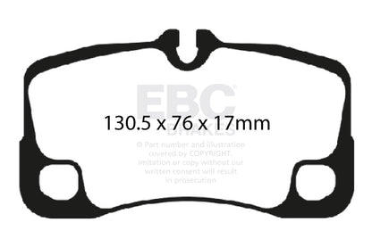 EBC Porsche 997 Yellowstuff Street and Track Rear Brake Pads - Brembo Caliper Inc. 911 Carrera 4, 911 GT3, 911 GT3 RS & 911 Turbo S
